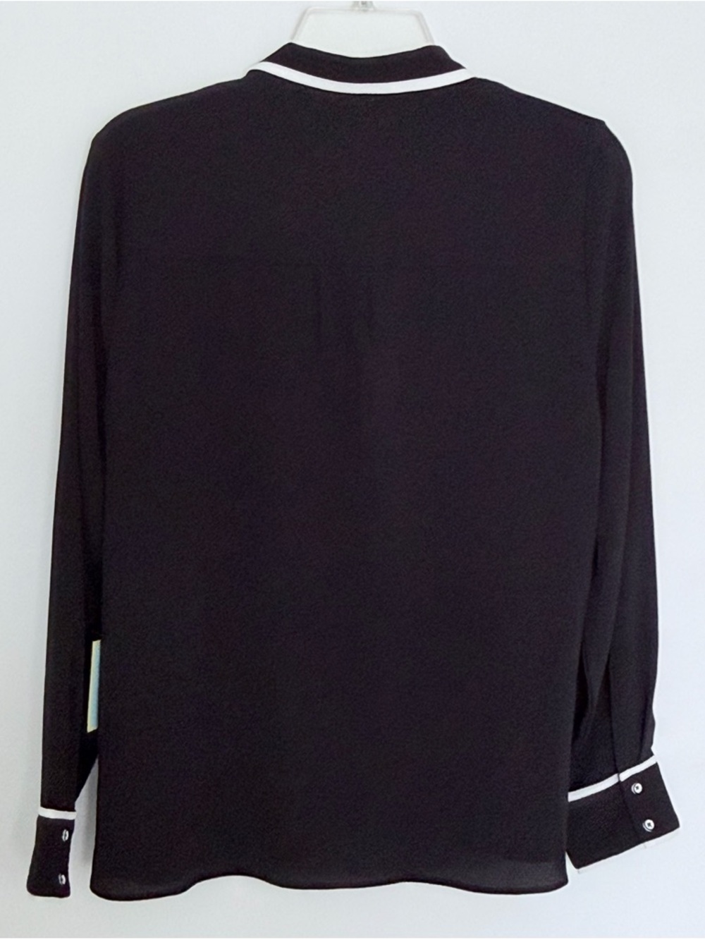 CeCe Black Blouse with White Piped Collar - Picture 5 of 5